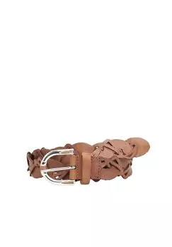 Ремень кожаный Волны шириной 3см, натуральная кожа, производство Италия Collezione alessandro, коричневый