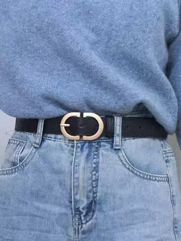 Ремень кожаный женский, черный