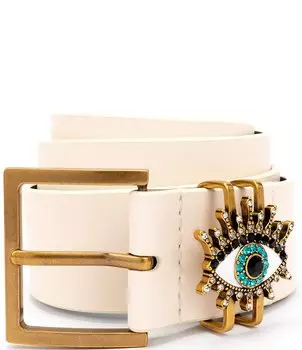 Ремень Kurt Geiger London 40 мм с кристаллами от сглаза, белый
