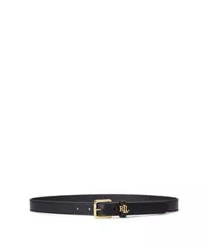 Ремень Lauren Ralph Lauren Logo-keeper Leather Skinny Belt, черный