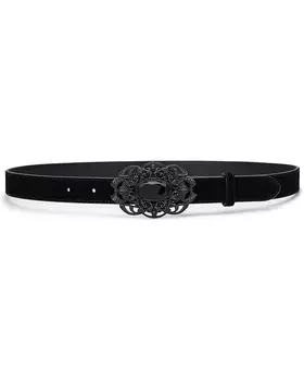 Ремень Lauren Ralph Lauren Stone-Buckle Suede Skinny Belt, черный