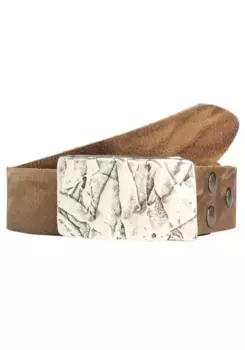 Ремень LIFE RING by showroom 019° кожаный со сменной застежкой "Rock Wall Silver" Rettungsring By Showroom 019°, цвет Cognac