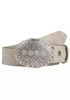 Ремень LIFE RING by showroom 019° кожаный со сменной застежкой "Овальные заклепки со стразами" Rettungsring By Showroom 019°, серый