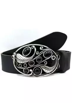 Ремень LIFEBURG by showroom 019°, застежка с драгоценными камнями, натуральная кожа Rettungsring By Showroom 019°, черный