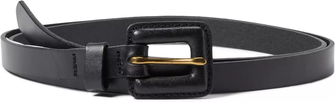 Ремень Madewell Pebbled Leather Covered-Buckle Belt, цвет True Black