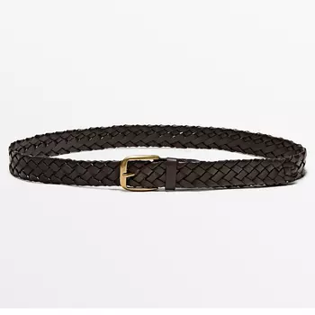 Ремень Massimo Dutti Braided Leather, коричневый