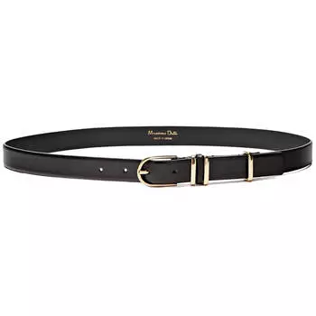 Ремень Massimo Dutti Leather With Triple Belt Loop, черный