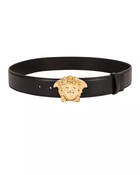 Ремень Медузы Versace, черный/золотой