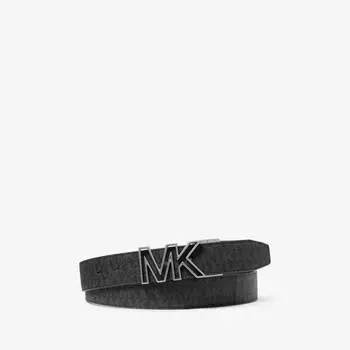 Ремень Michael Kors Reversible Logo and Faux Leather, черный/темно-коричневый