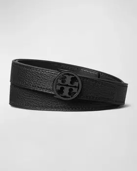 Ремень Miller из шагреневой кожи длиной 1 дюйм Tory Burch, цвет 001 Black Black Black