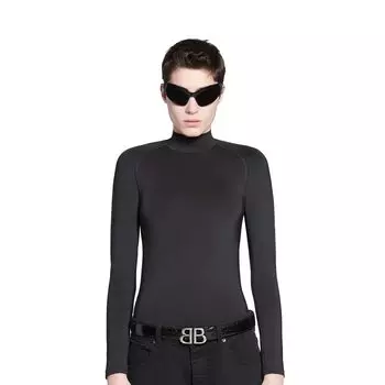 Ремень Monaco с тиснением под крокодила BALENCIAGA, черный