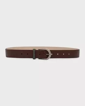 Ремень Monili из фактурной кожи с петлей и галькой Brunello Cucinelli, цвет C7891 Brown