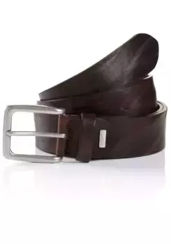 Ремень MONTI кожаный "BOLOGNA", ширина 3,5 см, джинсовый повседневный, уникальный, можно укоротить, коричневый