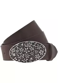 Ремень MUSTANG из полированного серебра с декорированной застежкой, цвет Baileys-Braun