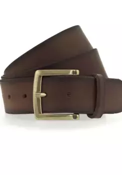 Ремень MUSTANG кожаный, декорированный графическим тиснением, винтажный вид, цвет Baileys