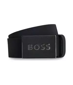 Ремень мужской Boss кожаный с логотипом, черный
