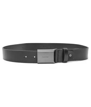 Ремень мужской Calvin Klein кожаный с логотипом бренда на пряжке, черный