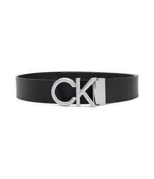 Ремень мужской Calvin Klein кожаный с монограммой, черный