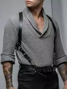 Ремень мужской из искусственной кожи, черный