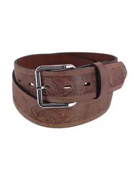 Ремень мужской кожаный CTM с тиснением, коричневый