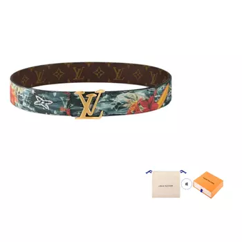 Ремень мужской Louis Vuitton с принтом, синий