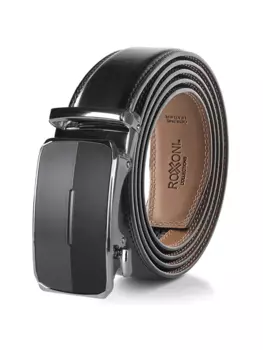 Ремень мужской Pupeez с двойной глянцевой пряжкой, черный