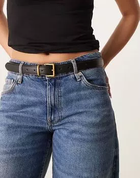 Ремень на талию и бедра ASOS DESIGN с квадратной пряжкой черного цвета