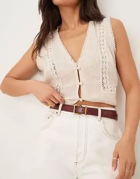 Ремень на талию и бедра ASOS DESIGN с квадратной пряжкой бордового цвета