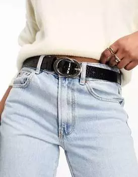 Ремень на талию и бедра ASOS из кожи крокодила с двойным кольцом