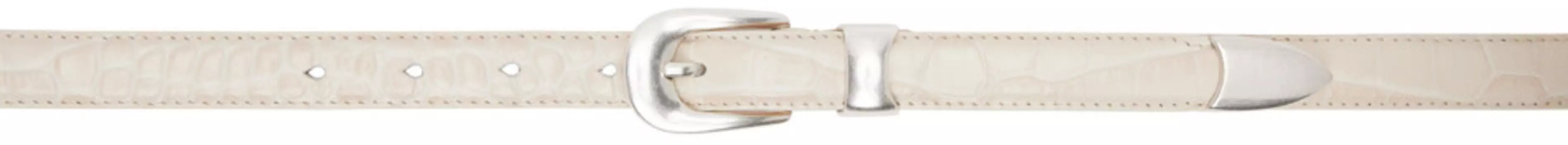 Ремень Off-White 2 см из крокодиловой кожи OUR LEGACY, Vanilla Croc Bull Hide