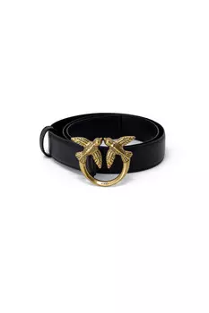 Ремень Pinko с золотым логотипом, черный