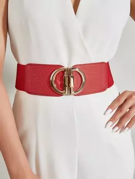 Ремень плетеный с симметричной пряжкой, красный