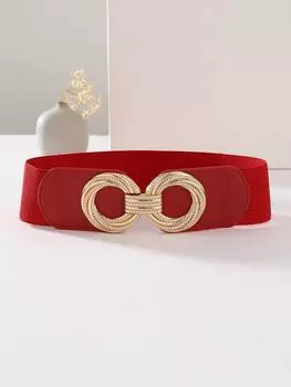 Ремень плетеный с симметричной пряжкой, красный