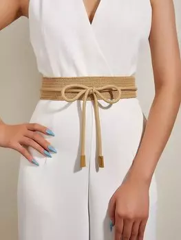 Ремень плетеный женский, песочный