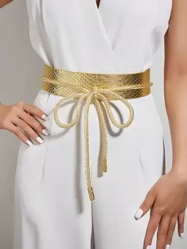 Ремень плетеный женский, золотой