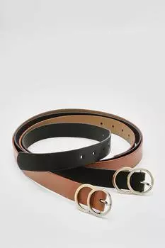Ремень plus circle, 2 пакета Boohoo, разноцветный