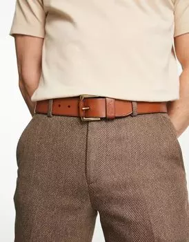 Ремень Polo Ralph Lauren из светло-коричневой гладкой кожи с логотипом игрока в поло