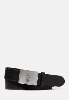 Ремень PONY PLAQUE LEATHER BELT Polo Ralph Lauren, черный
