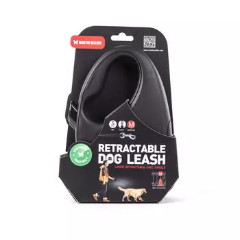 Ремень-поводок для собак с утягивающим устройством черный MARTIN SELLIER