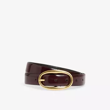 Ремень Reiss из лакированной кожи с овальной пряжкой, коричневый