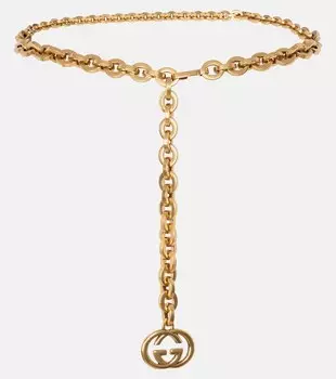 Ремень с цепочкой и логотипом GG Gucci, золотой
