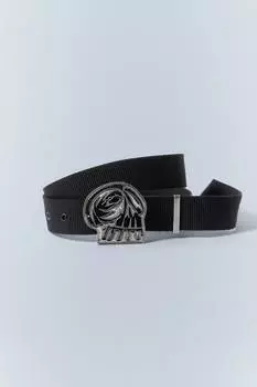 Ремень с черепом Weekday, черный