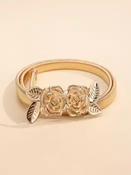 Ремень с цветочными узорами, золотой