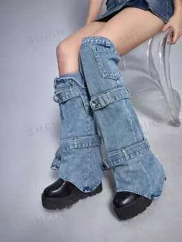 Ремень с декоративными гетрами в стиле гранж-панк Romwe, синий