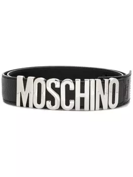 Ремень с декорированным логотипом Moschino, черный