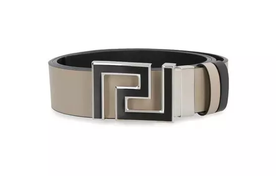 Ремень с двусторонней пряжкой VERSACE, бежевый