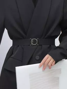 Ремень с геометрической пряжкой, черный