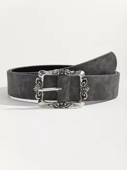 Ремень с геометрической пряжкой, серый