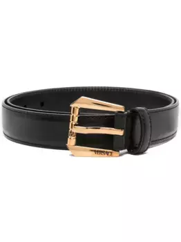 Ремень с гравированным логотипом VERSACE, черный