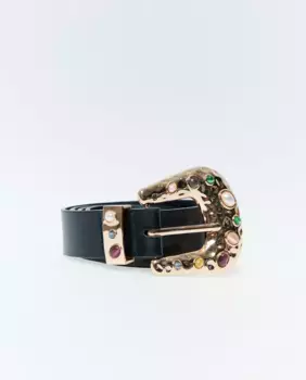 Ремень с каменной пряжкой Sfera, черный